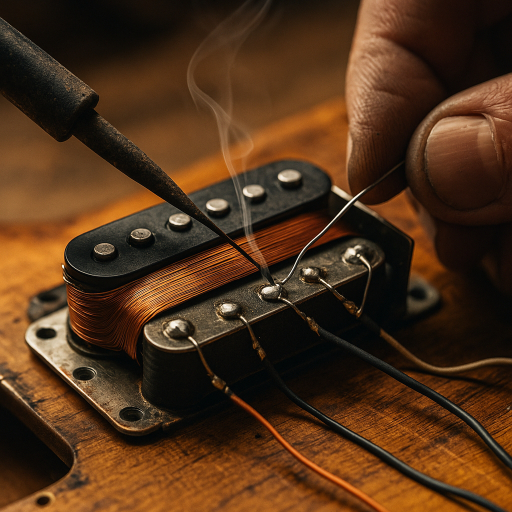 Gitarren-Elektronik und Pickup-Tausch in der Werkstatt — Gitarrenservice München